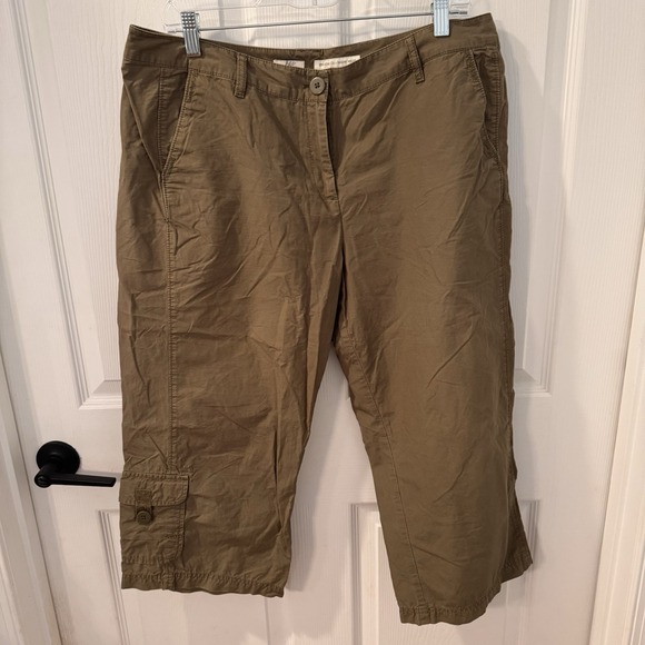 J.Jill Capris Pants Womens Sz 14 Brown Cotton Sits Below Waist Cargo Side Pocket - Picture 1 of 11